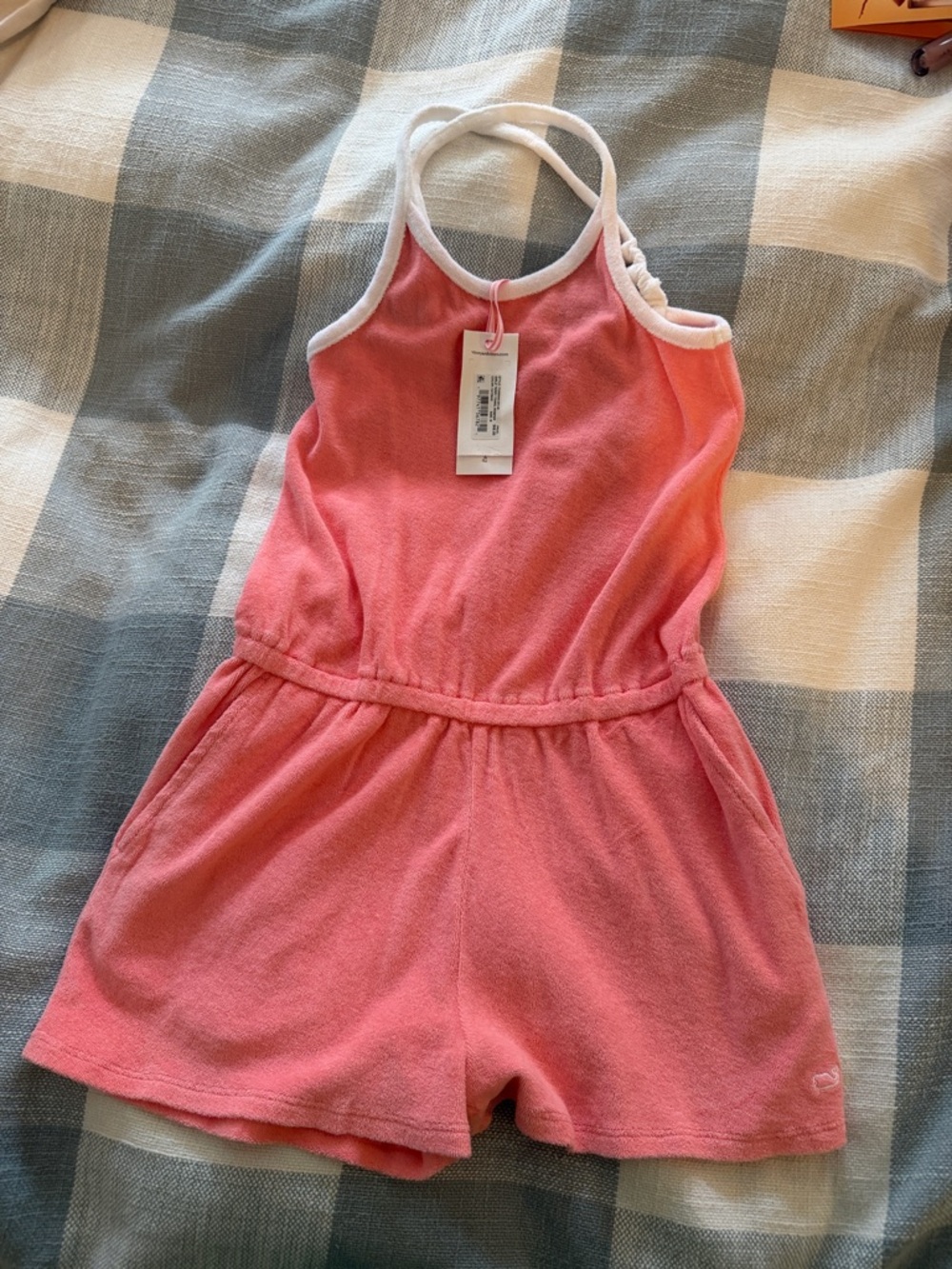 NWT vineyards vines pink terry romper size M